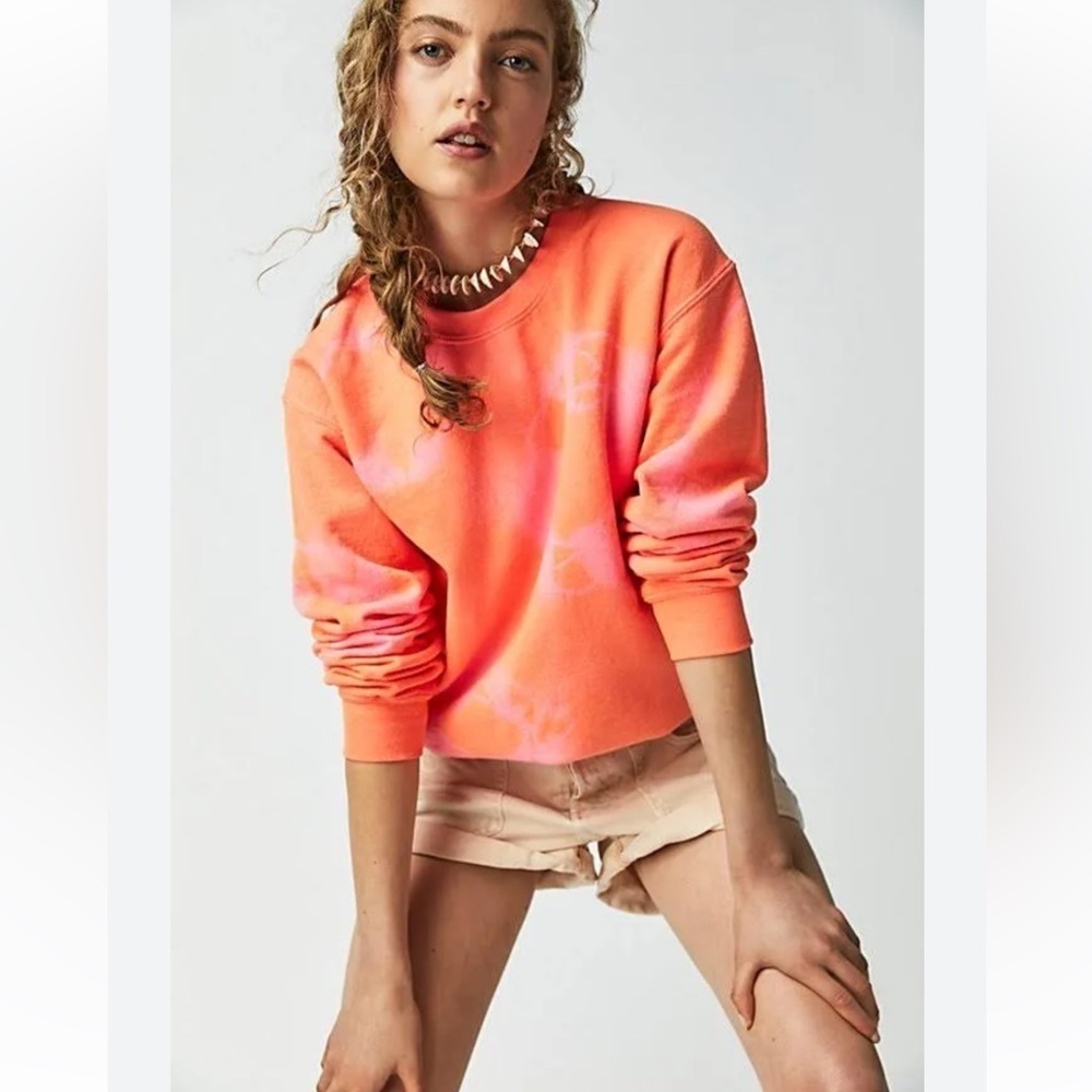 Layli Orange and Pink Tie-Dye Sweatshirt Size L NWT